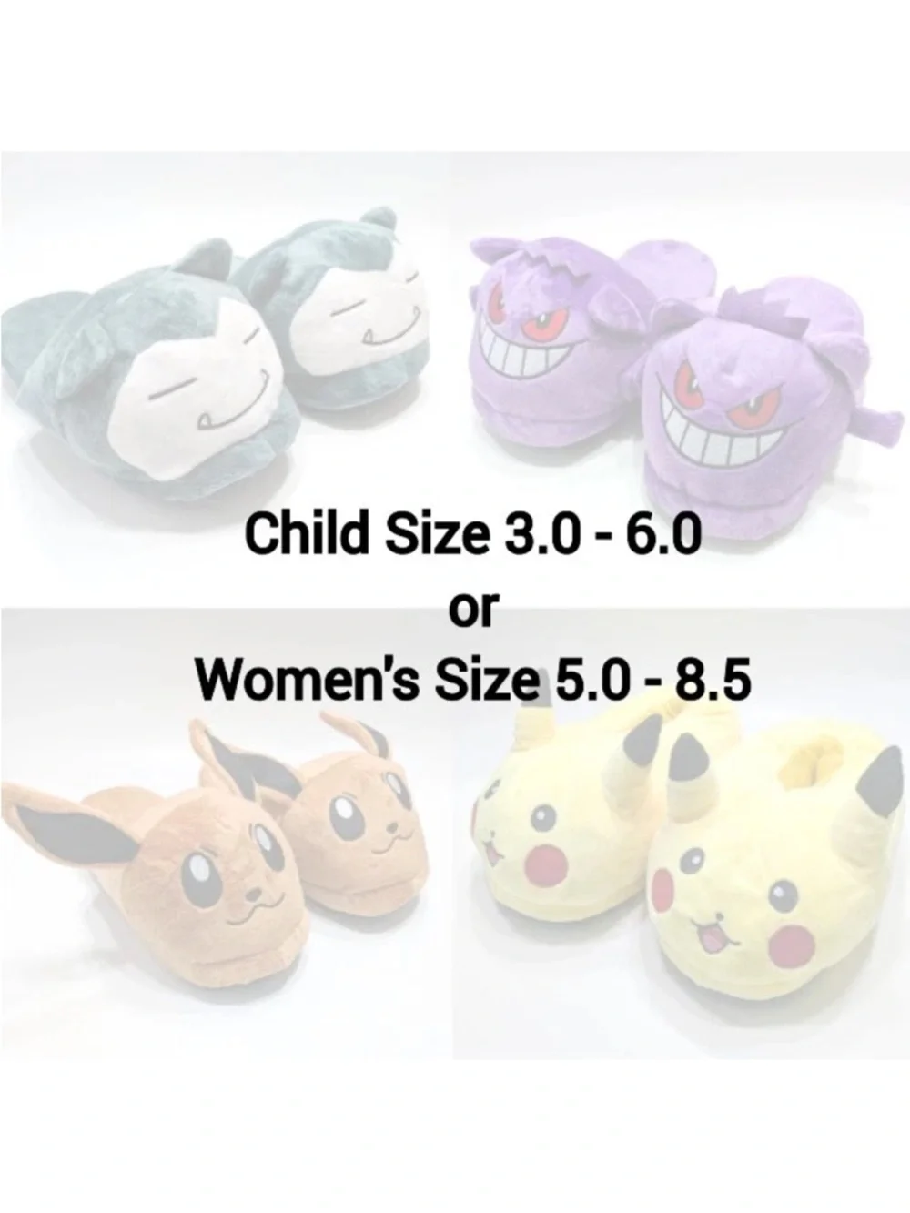 Gengar Plush Slippers - Purple Cozy Child size 3.0-6.0 - Women’s 5.0-8.5 . New